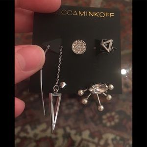Rebecca minkoff 5 pack silver earrings
